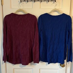 Simply Vera Vera Wang Burgundy Ad Blue Textured Knit Tops Size Large